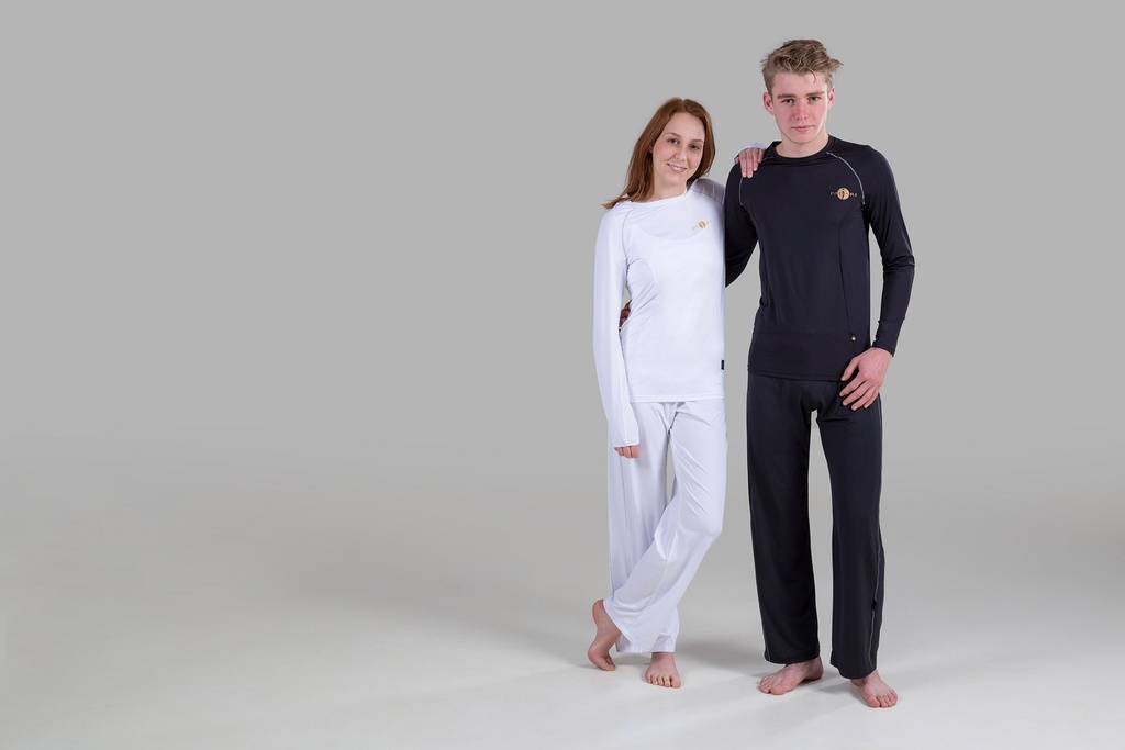 [00254] Paljari Relax (pigiama) in fibra a onde infrarosse - Maglia manica lunga+pantalone Unisex; Colore: bianco
