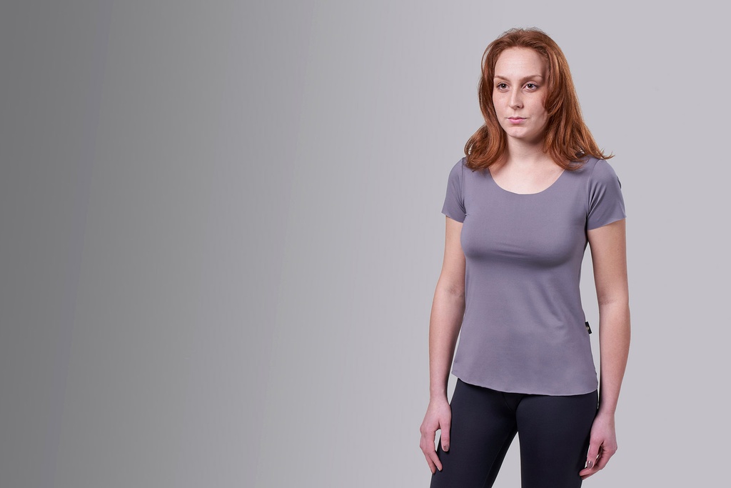 [00460 GR FRAU] Paljari T-Shirt mit Bio-Infrarot Faser, FRAU; Farbe: grau Rundausschnitt