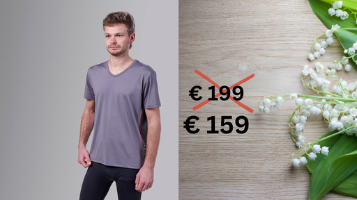 [00465 MAI] Paljari T-Shirt mit integriertem Schulterwärmer Bio-Infrarot Faser, UNISEX; Farbe: grau V-Ausschnitt